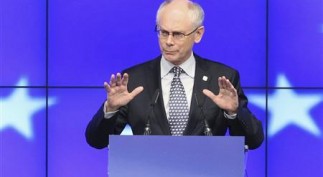 European Council President Van Rompuy addresses a news conference after a European Union leaders summit in Brussels