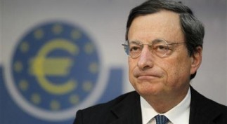 ECB President Mario Draghi speaks during the monthly news conference in Frankfurt