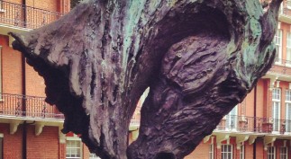 FIRE by Nic Fiddian-Green, an 8ft bronze horse head sculpture at Mount Street Gardens, Mayfair, London.