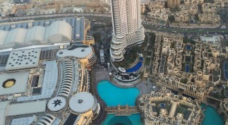 A view from the observation deck of the world’s tallest building, the Burj Khalifa.