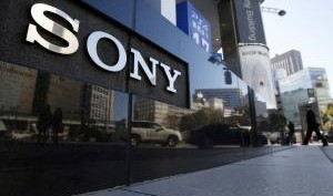 A logo of Sony Corp is seen outside its showroom in Tokyo