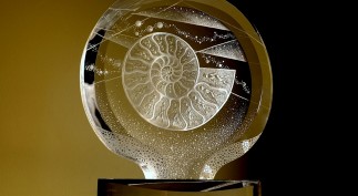 "In Search of a New Tomorrow" - 11"H x 12"W x 4"D    Optical Crystal Sculpture